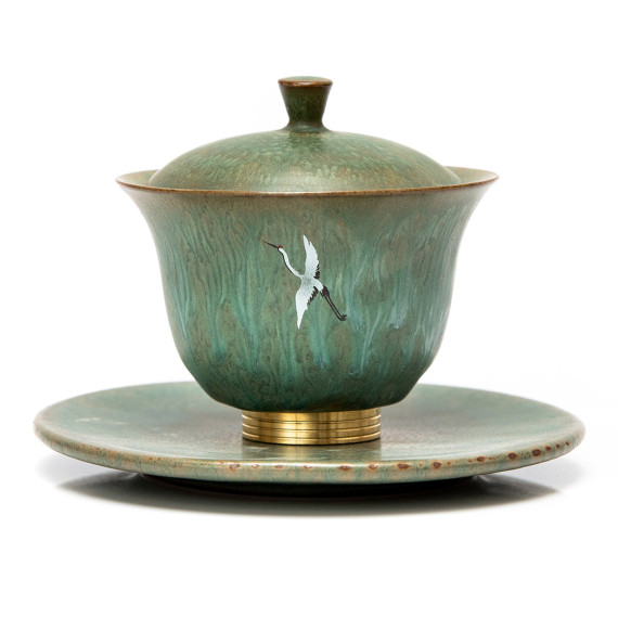 Gaiwan en porcelaine Héron