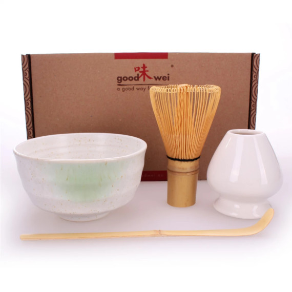 Yi-Achieve Ceramica Matcha Frusta Supporto del Basamento del tè Giapponese Matcha Tazze in Polvere Matcha Set Accessori Giallo E Verde 