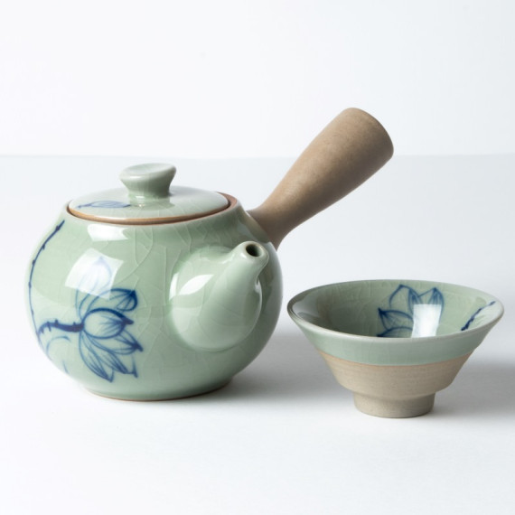 Lotus-Teekanne -celadon- mit Tasse