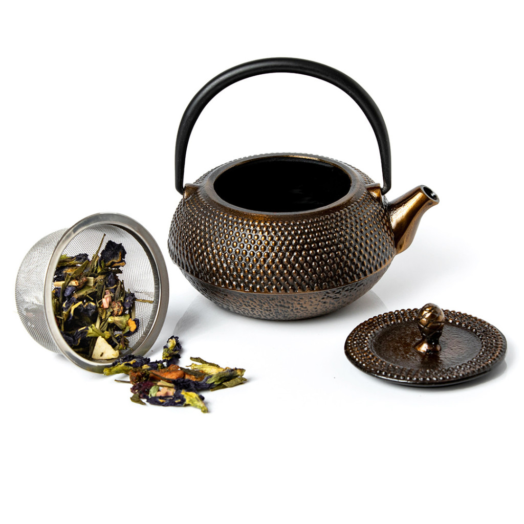 Théière En Fonte 800 Ml Avec Poignée Bambou Et Filtre Inox - Tradition Orientale, Compatible Toutes Plaques (sauf Induction)