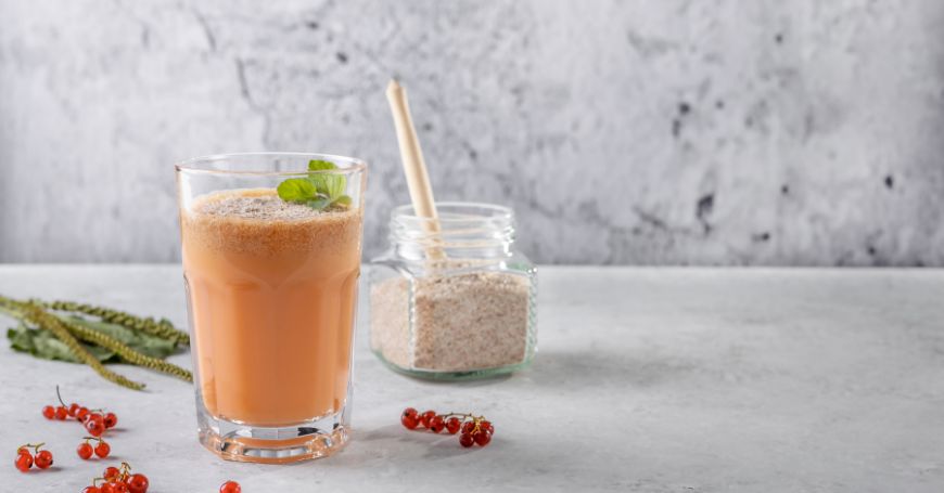glass with psyllium seeds